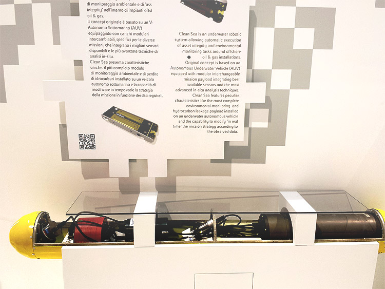 AUV with Franatech sniffer displayed at OMC Ravenna, Italy